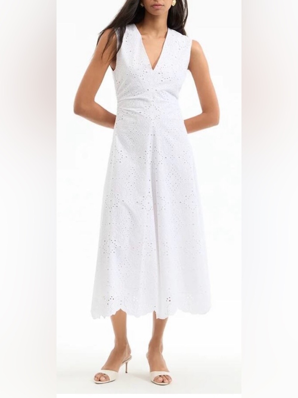 Veronica Beard Aven Eyelet Handkerchief White Midi Dress Size 6 NWT!